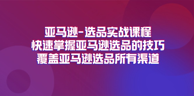 图片[1]-亚马逊-选品实战课程，快速掌握亚马逊选品的技巧，覆盖亚马逊选品所有渠道- 阿鑫学社-阿鑫