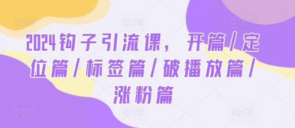 图片[1]-2024钩子引流课，开篇/定位篇/标签篇/破播放篇/涨粉篇-左键博客