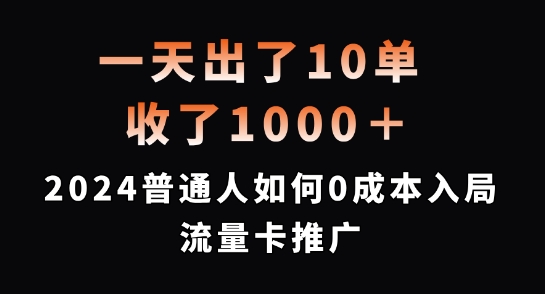 图片[1]-一天出了10单，收了1000+，2024普通人如何0成本入局流量卡推广-左键博客