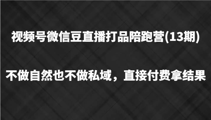 图片[1]-视频号微信豆直播打品陪跑(13期)，不做不自然流不做私域，直接付费拿结果-左键博客